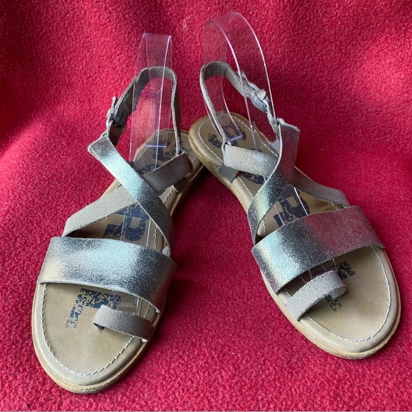 SOREL Sz 8 Ella Criss-cross Full-grain leather EVA Molded Rubber Sole Sandals - Picture 2 of 12